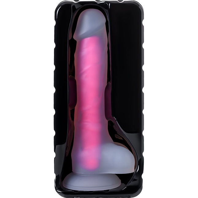 Прозрачно-розовый фаллоимитатор, светящийся в темноте, Clark Glow - 22 см - Beyond. Фотография 7.
