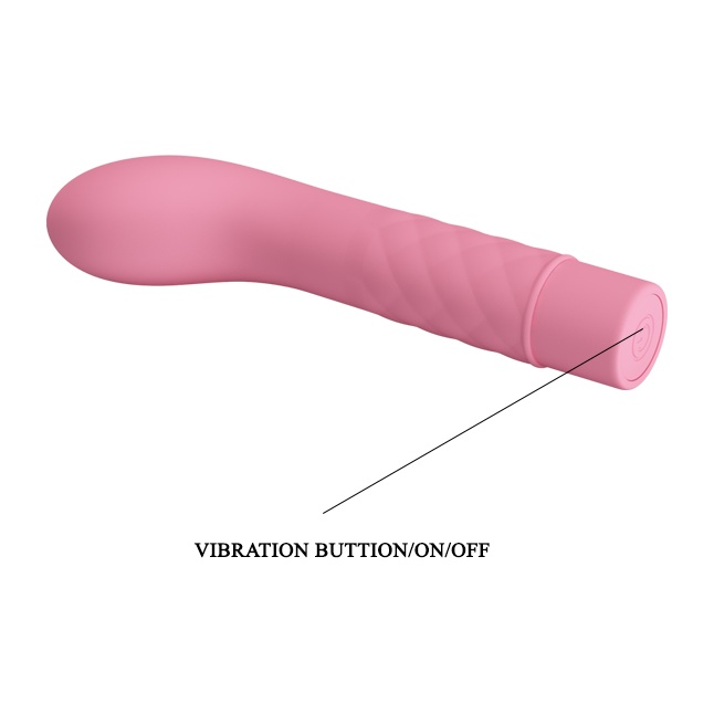 Нежно-розовый вибратор с загнутым кончиком Atlas - 14 см - Pretty Love. Фотография 5.