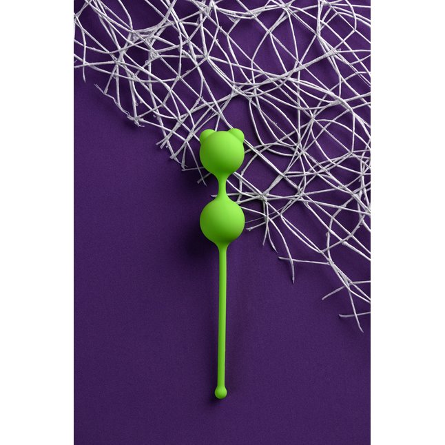 Зеленые вагинальные шарики A-Toys с ушками. Фотография 5.