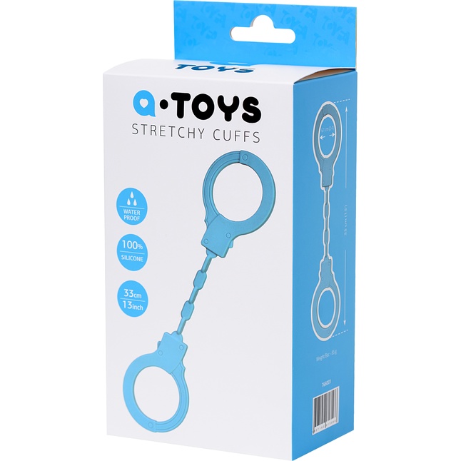 Голубые силиконовые наручники A-Toys без ключа. Фотография 4.