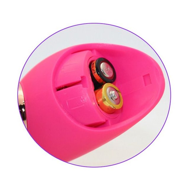 Розовый вибратор с 2 ушками Flower Core - 18,1 см. Фотография 4.