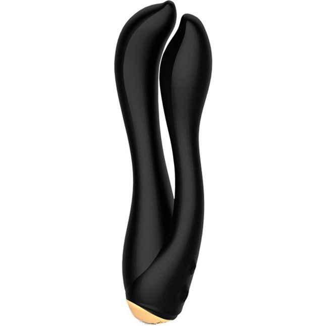 Черный анально-вагинальный вибратор Gofinger - 17,5 см