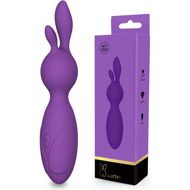 Фиолетовый мини-вибратор Emily с ушками - 16 см
