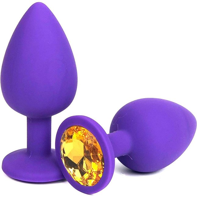 Фиолетовая силиконовая пробка с оранжевым кристаллом - 8,5 см
