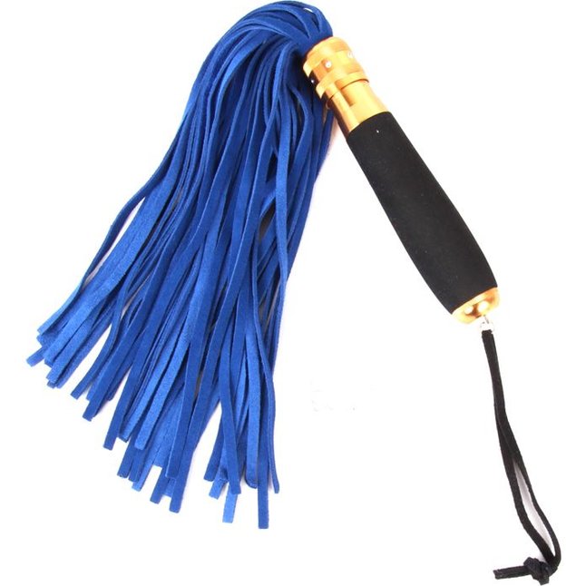 Синяя многохвостовая плеть с черной ручкой - 40 см - NOTABU
