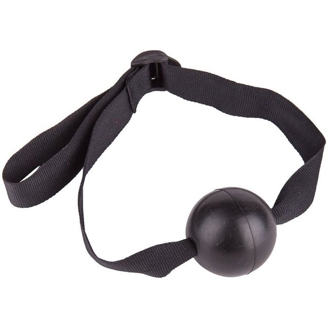 Черный кляп-шар на ремешках с пряжками - BDSM accessories