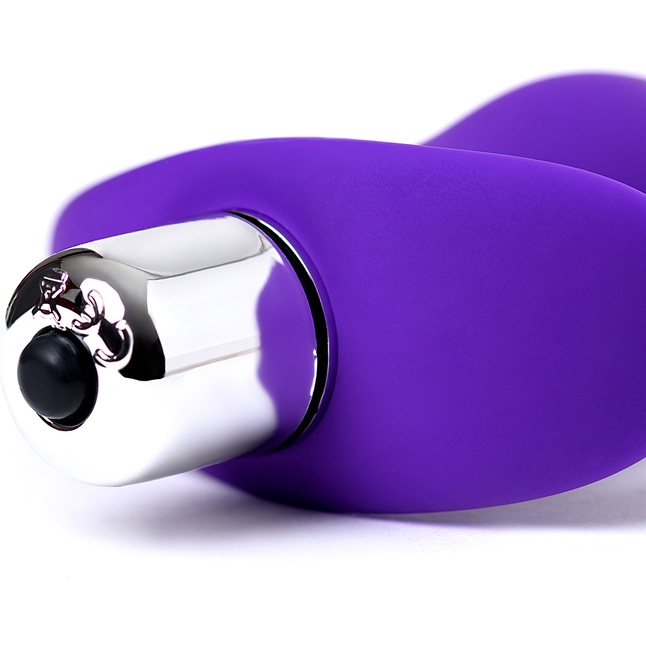 Фиолетовая изогнутая анальная вибропробка - 12,9 см. Фотография 7.