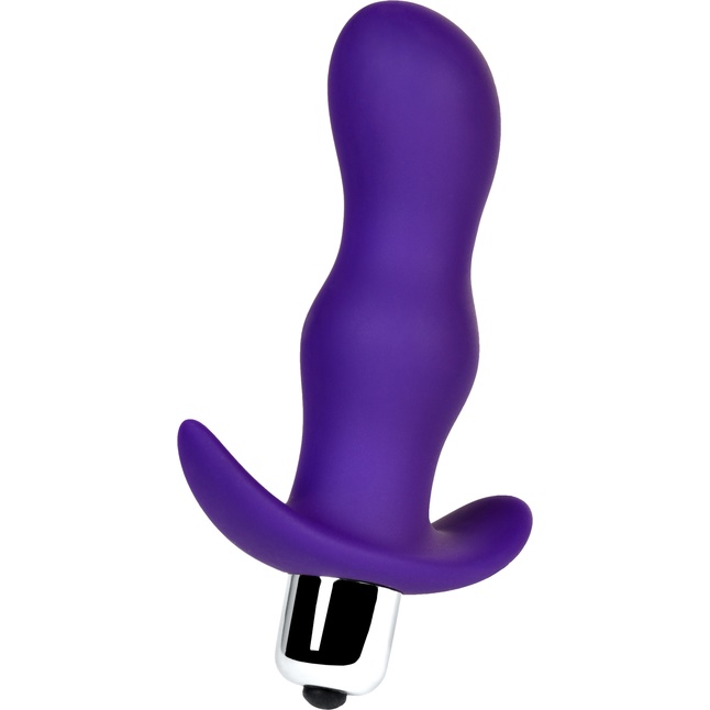 Фиолетовая изогнутая анальная вибропробка - 11,2 см. Фотография 3.