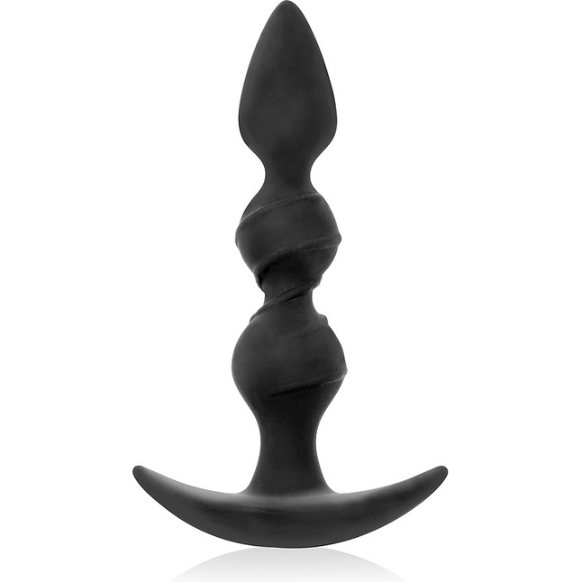 Черная витая пробка-елочка с ограничителем - 16 см - SEX EXPERT