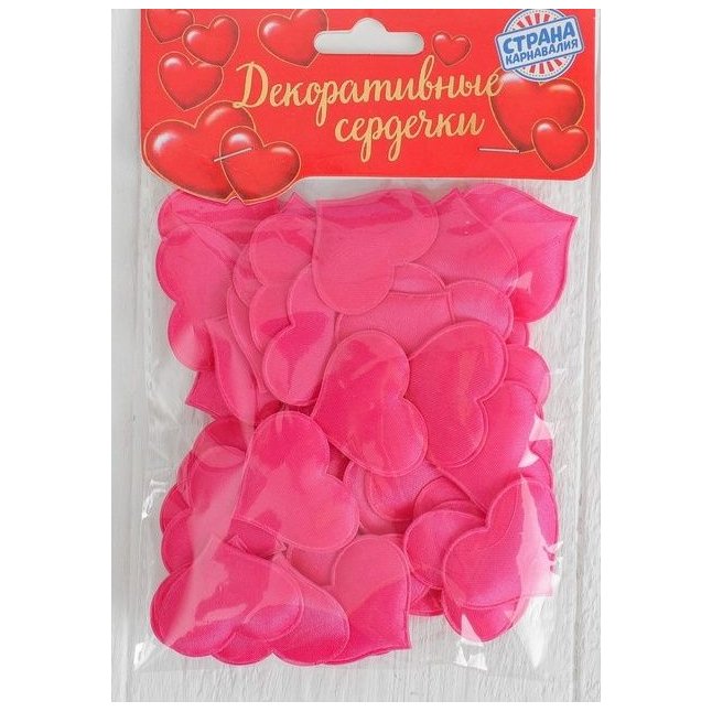 Набор ярко-розовых декоративных сердец - 50 шт - Страна Карнавалия. Фотография 3.