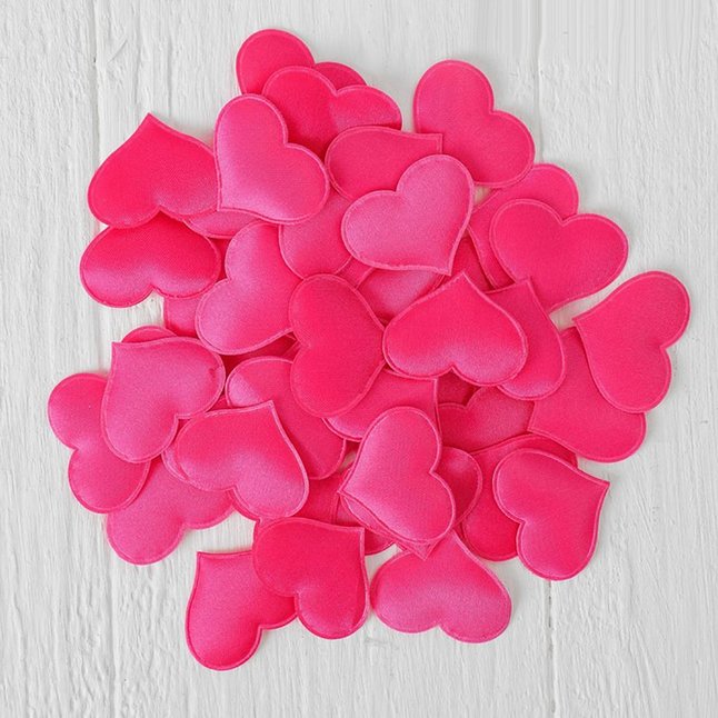 Набор ярко-розовых декоративных сердец - 50 шт - Страна Карнавалия