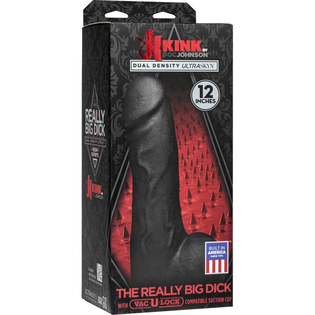 Черный фаллоимитатор-гигант с присоской-плагом The Really Big Dick - 30,5 см - Kink. Фотография 3.