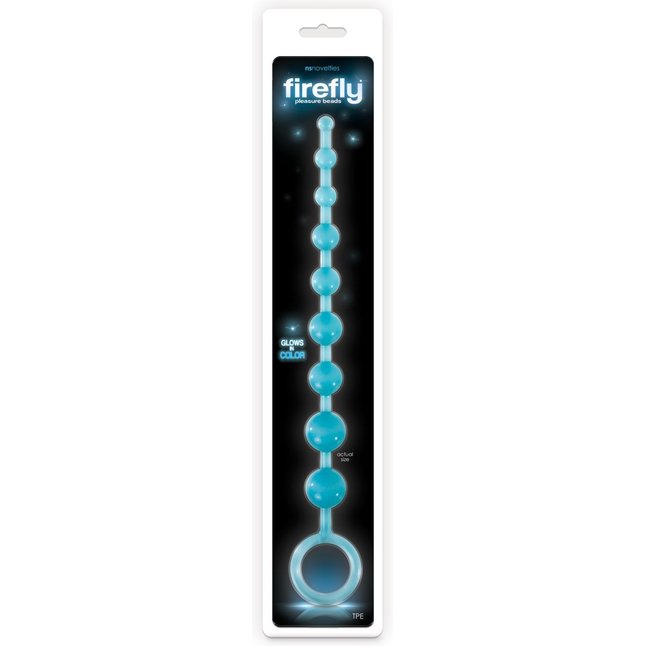 Голубая анальная цепочка-елочка Pleasure Beads - 30 см - Firefly. Фотография 2.