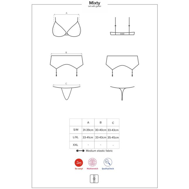 Обольстительный комплект белья Mixty с поясом для чулок - Sexy. Фотография 7.