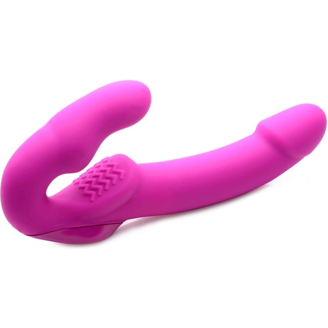 Розовый безремневой страпон с вибрацией Evoke Rechargeable Vibrating Strap On - 24,7 см - Strap U