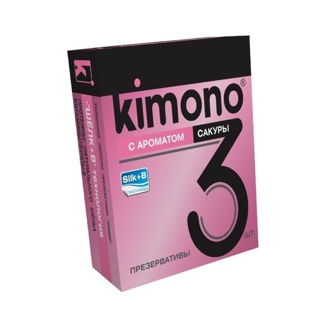 Презервативы KIMONO с ароматом сакуры - 3 шт