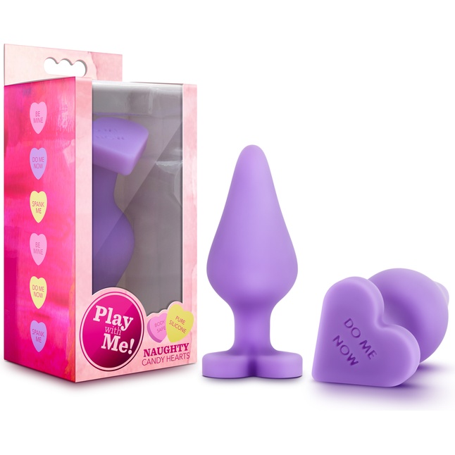 Фиолетовая анальная пробка Naughty Candy Heart Do Me Now - 8,9 см - Play With Me. Фотография 5.
