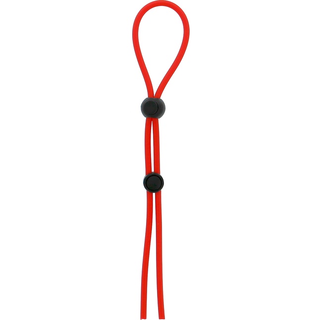 Красное лассо на пенис с двумя бусинами STRETCHY LASSO CAGE - Lit-Up