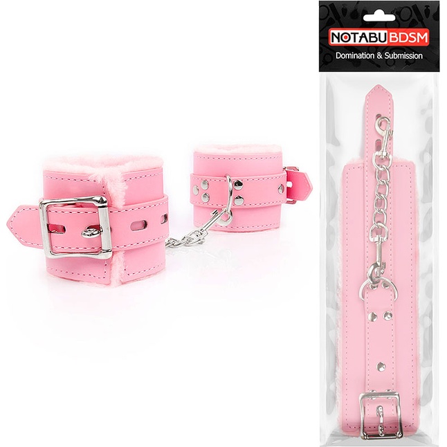 Розовые мягкие наручники на регулируемых ремешках. Фотография 2.