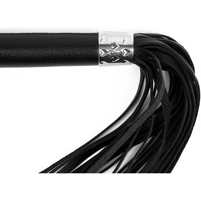 Черная многохвостая плеть с круглой ручкой - 44 см. Фотография 4.