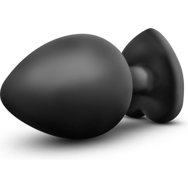 Черная анальная пробка с прозрачным стразом-сердечком Bling Plug Large - 9,5 см - Temptasia. Фотография 5.