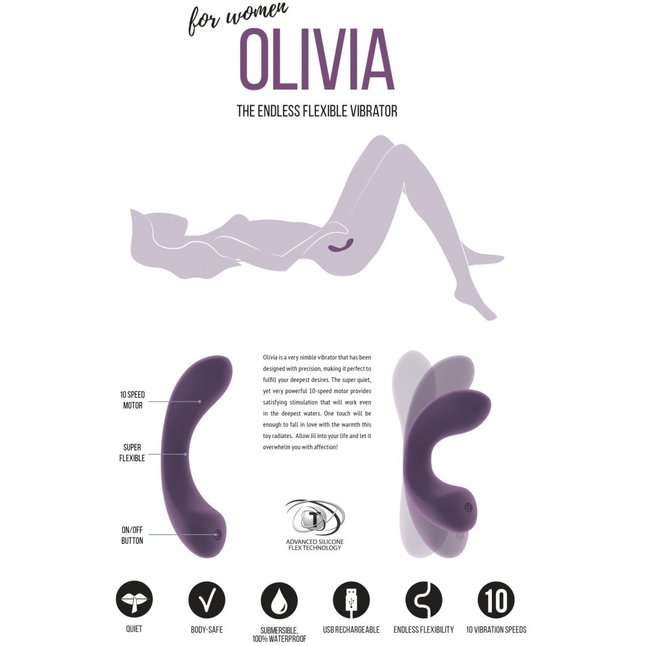 Фиолетовый гнущийся вибратор Olivia - 15,6 см - Jil. Фотография 3.