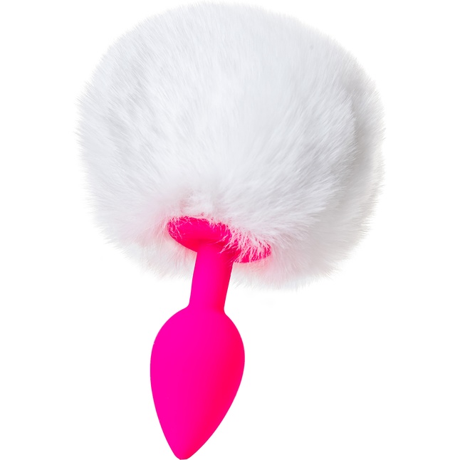 Розовая анальная втулка Sweet bunny с белым пушистым хвостиком - ToDo
