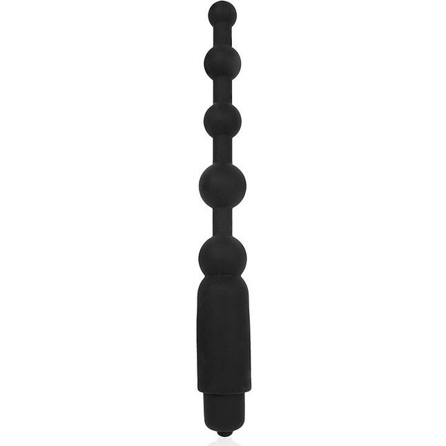 Черный силиконовый анальный вибромассажер-елочка - 18 см - SEX EXPERT