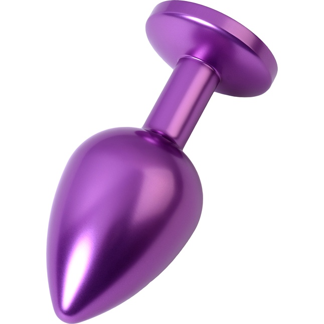 Фиолетовый анальный плаг с кристаллом фиолетового цвета - 8,2 см - Metal. Фотография 3.