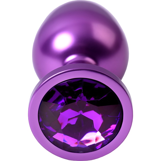 Фиолетовый анальный плаг с кристаллом фиолетового цвета - 8,2 см - Metal. Фотография 4.