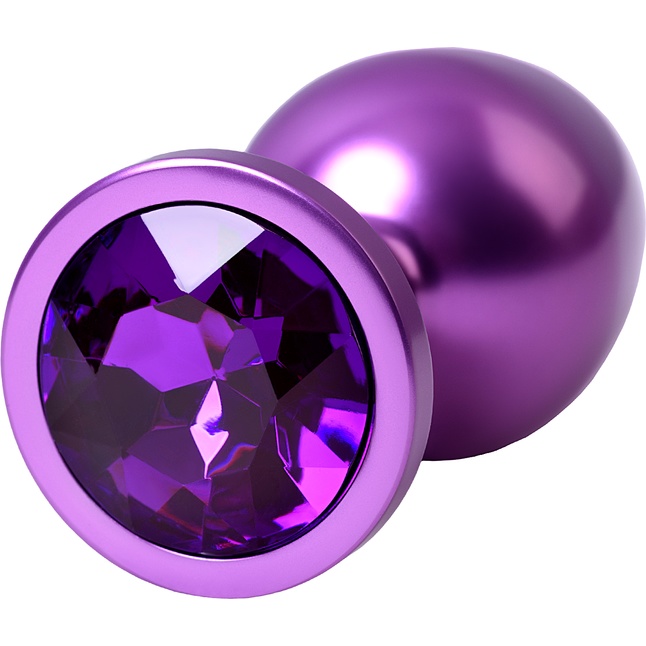 Фиолетовый анальный плаг с кристаллом фиолетового цвета - 8,2 см - Metal. Фотография 5.
