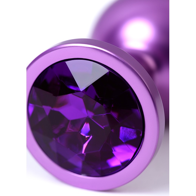 Фиолетовый анальный плаг с кристаллом фиолетового цвета - 8,2 см - Metal. Фотография 7.