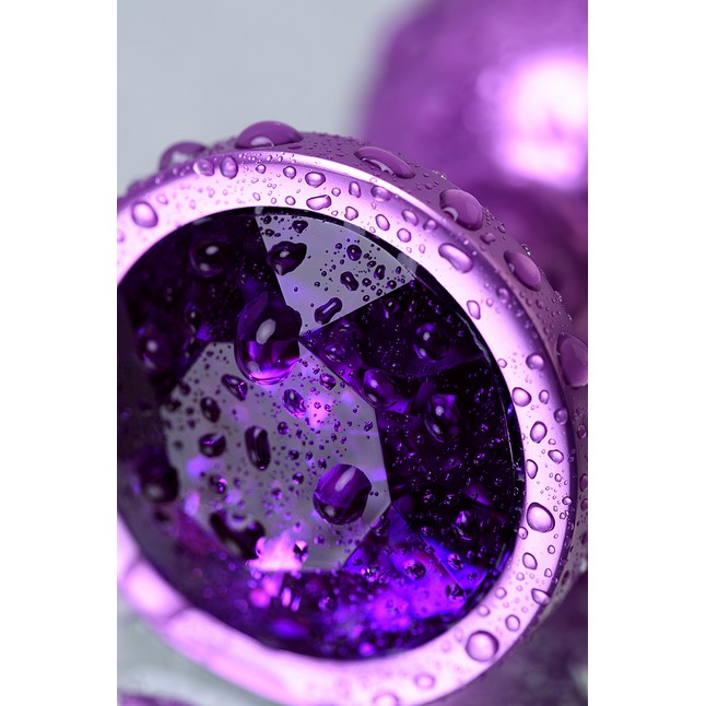 Фиолетовый анальный плаг с кристаллом фиолетового цвета - 8,2 см - Metal. Фотография 9.