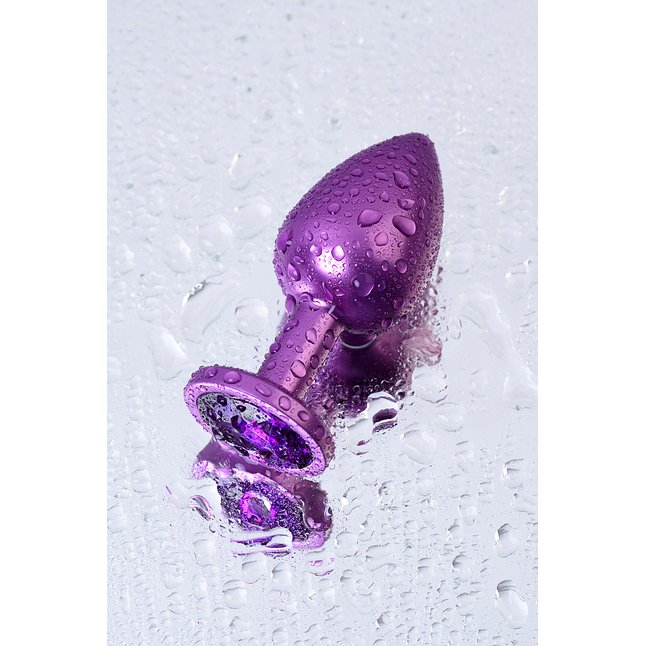 Фиолетовый анальный плаг с кристаллом фиолетового цвета - 8,2 см - Metal. Фотография 10.