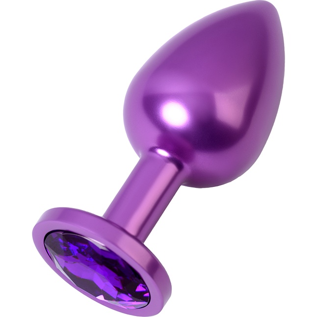 Фиолетовый анальный плаг с кристаллом фиолетового цвета - 8,2 см - Metal