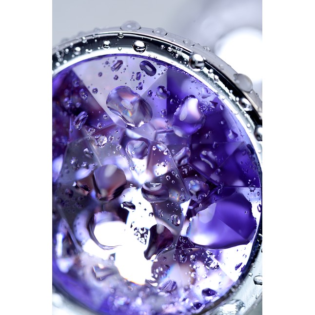 Серебристая конусовидная анальная пробка с фиолетовым кристаллом - 7 см. - Metal. Фотография 9.