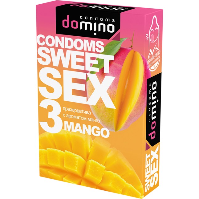 Презервативы для орального секса DOMINO Sweet Sex с ароматом манго - 3 шт - Domino Sweet Sex