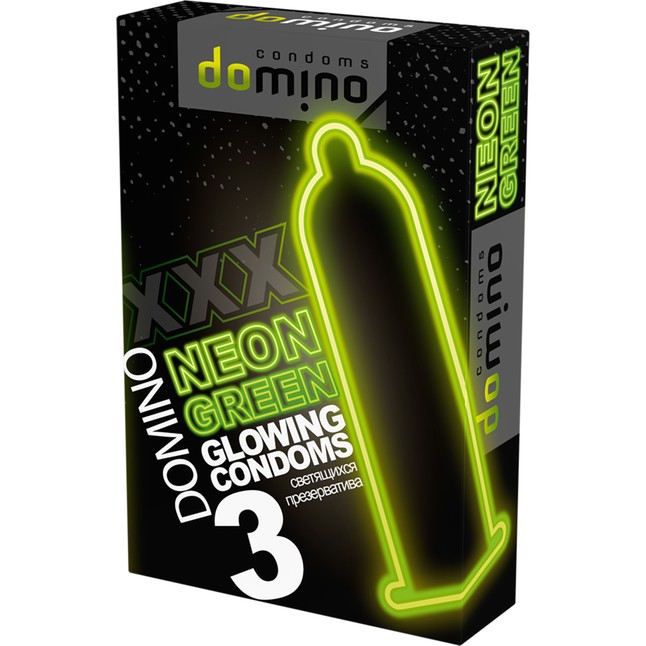Презервативы DOMINO Neon Green со светящимся в темноте кончиком - 3 шт - Domino Neon