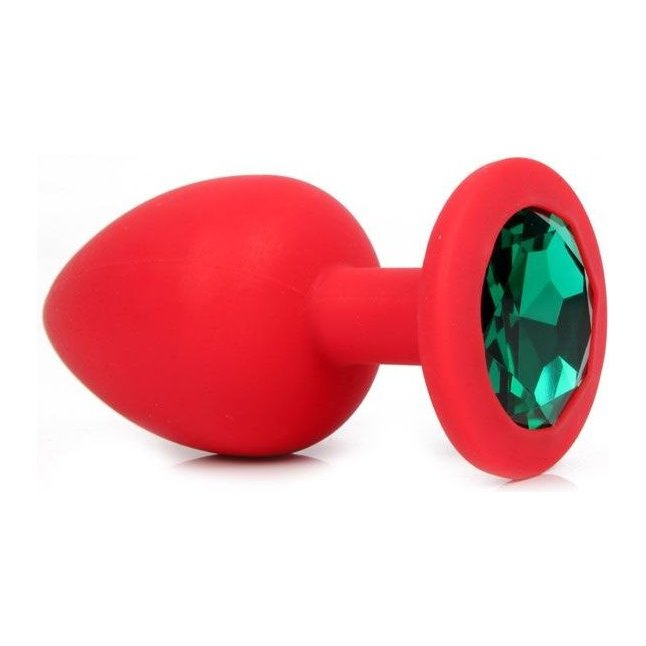 Красная анальная пробка с зеленым кристаллом - 9,5 см. - SEXY FRIEND