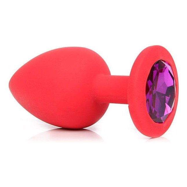Красная анальная пробка с фиолетовым кристаллом - 9,5 см. - SEXY FRIEND