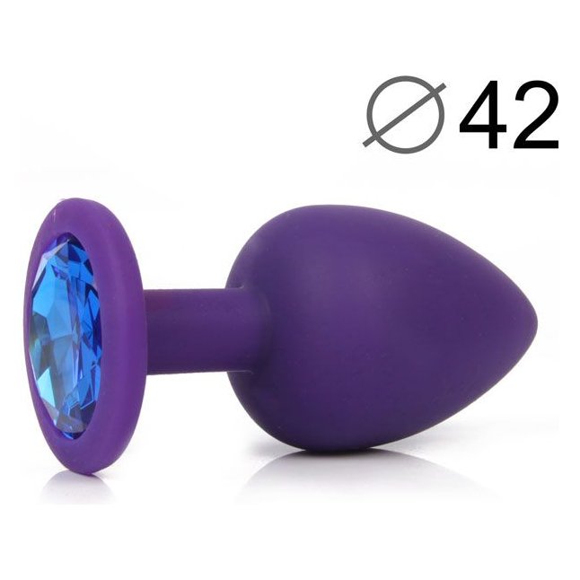 Фиолетовая анальная пробка с синим кристаллом - 9,5 см. - SEXY FRIEND. Фотография 2.