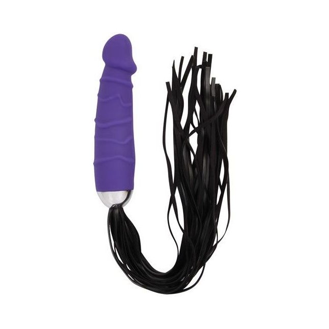 Черная плеть с фиолетовой рукоятью-фаллоимитатором - SEXY FRIEND
