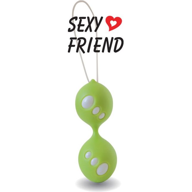 Зеленые силиконовые вагинальные шарики со шнурком - SEXY FRIEND