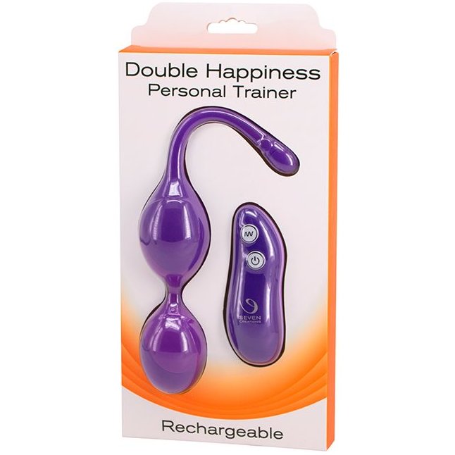 Фиолетовые шарики с вибрацией DOUBLE HAPPINESS PERSONAL TRAINER. Фотография 2.