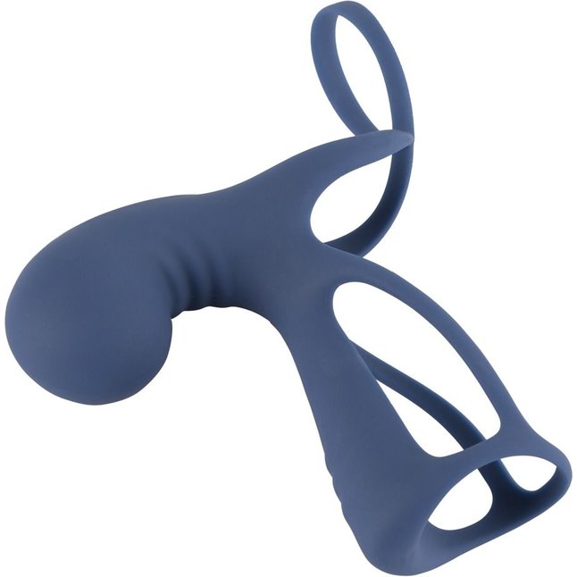 Синяя вибронасадка на пенис Vibrating Cock Sleeve with Ball Ring - You2Toys. Фотография 3.