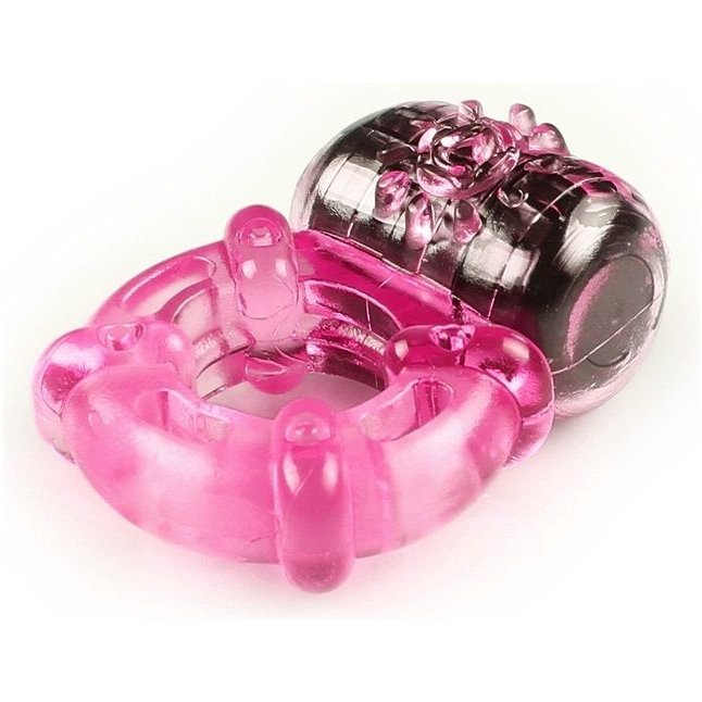 Розовое эрекционное кольцо c вибропулей. Фотография 3.
