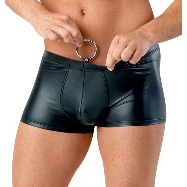 Мужские трусы-шорты из wet-look материала с эрекционным кольцом - Svenjoyment underwear. Фотография 2.