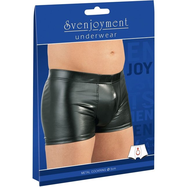 Мужские трусы-шорты из wet-look материала с эрекционным кольцом - Svenjoyment underwear. Фотография 4.