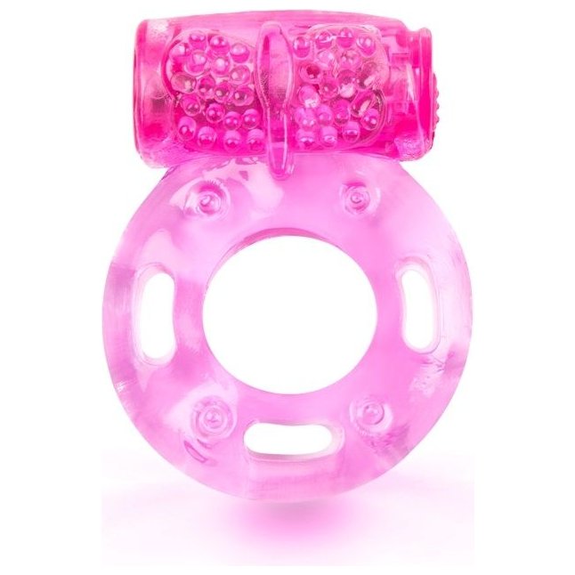 Розовое эрекционное кольцо с виброэлементом