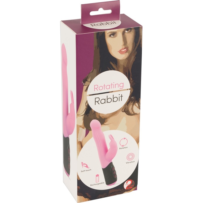 Розовый вибратор-кролик с ротацией Rotating Rabbit - 21,7 см - You2Toys. Фотография 7.